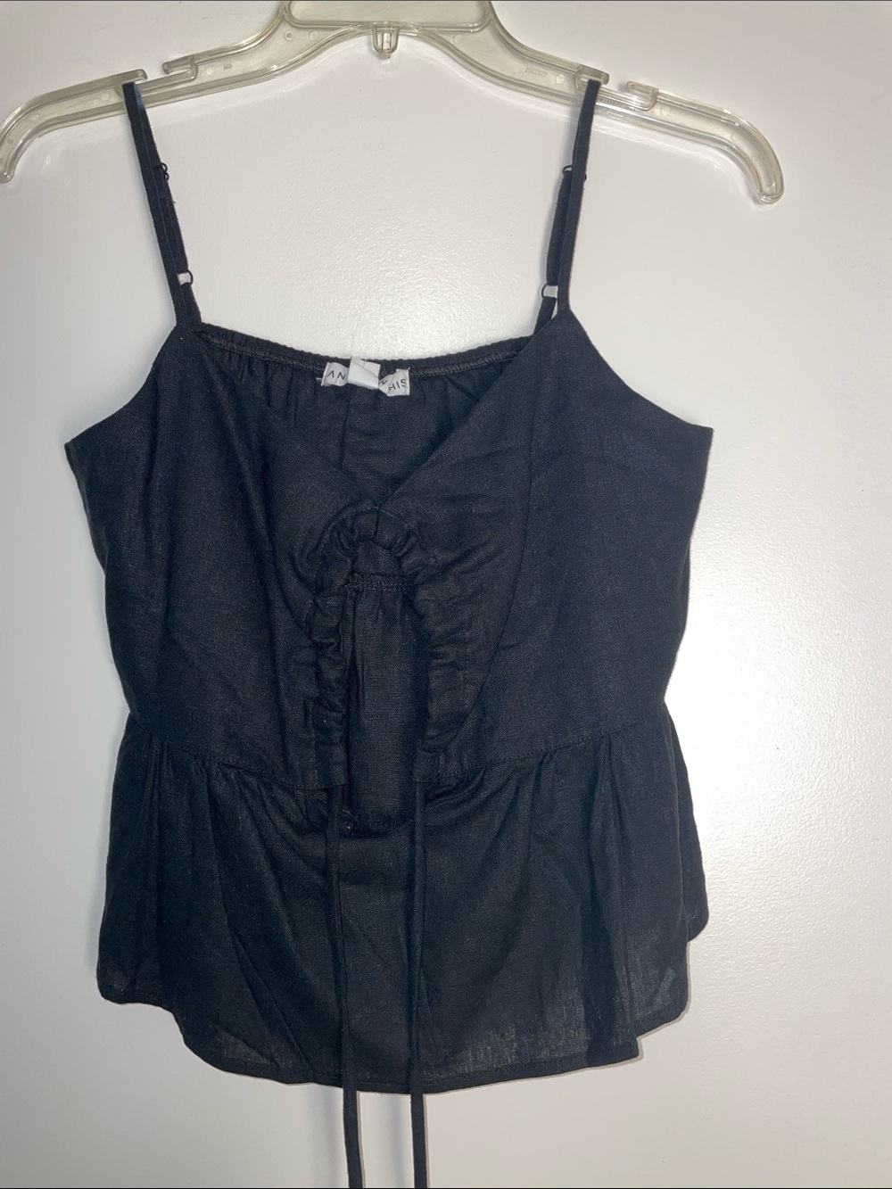 And Now It Black Ruched Drawstring Peplum Cami
